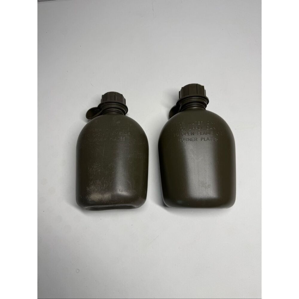 Army Water Canteen Plastic Bottle 2002 USA Military Green Rare! Lot Of 2